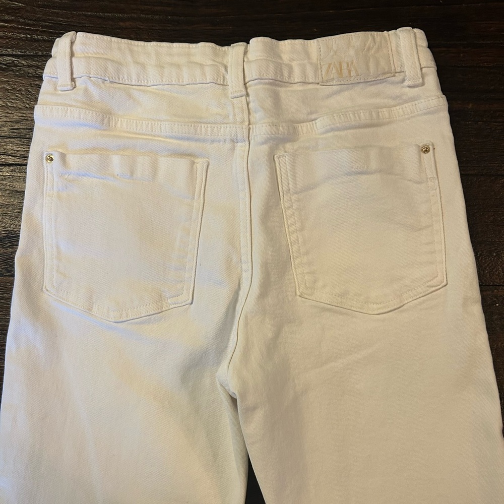 Zara White Frayed Hem Denim Pants - Picture 8 of 11